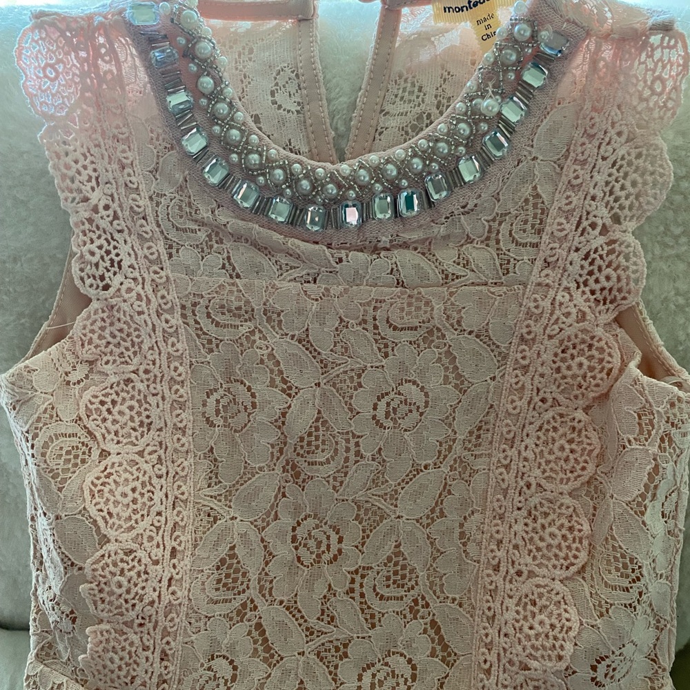 Pink lace little girls dress / shirt - Picture 6 of 6